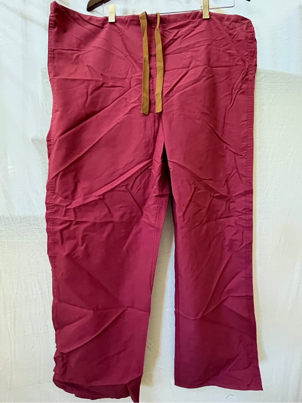 Straight-Leg Women's Pants in Deep Berry with Contrast Tie